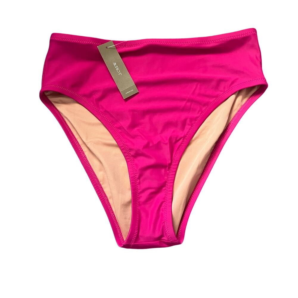 J. Crew Magenta High Waisted Hallie Bikini Bottom NWT Small